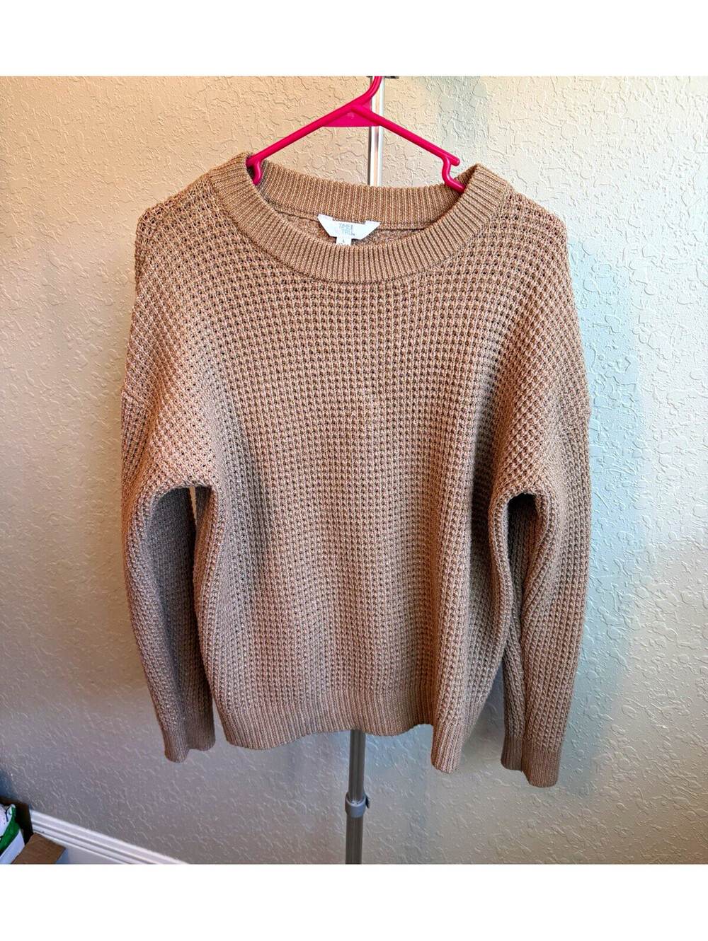 Time and Tru Girls L Brown Knit Pullover Sweater Crew Neck Long Sleeve
